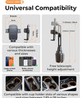 Upgraded Cup Holder Phone Mount With 360 Degree Swivel And Long Neck, adjustable for large smartphones and cup sizes