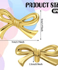 Product size display of Six Pcs Gold Bow Knobs Set With Screws, Vintage Brass Drawer Handles For Cabinets And Dressers, Cupboards.