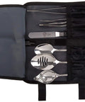 Open case displaying Chef Plating Kit 8 Piece Set For Pro Kitchen, 18 8 Stainless Steel Tools With Micro Serrated Handles.