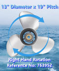 Stainless Steel Boat Outboard Propeller 13 By 19 Right Rotation 13 Spline Three Blade Fits Johnson Evinrude BRP Engines