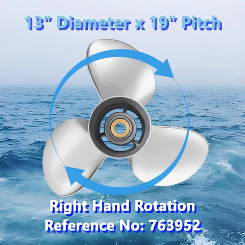 Stainless Steel Boat Outboard Propeller 13 By 19 Right Rotation 13 Spline Three Blade Fits Johnson Evinrude BRP Engines