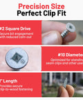Kickass Number 10 X 1 Inch Zinc Plated Pancake Head Screws With Square Drive, showcasing square drive, #10 diameter, and 1 inch length.