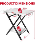 Foldable Outdoor Grill Table And Prep Station With Pizza Oven Base And Griddle Stand, showing dimensions and weight capacity.