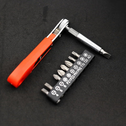 Compact 4.37 Inch Mini Ratchet Screwdriver With 36 Tooth Reversible Drive Slim Handle Precision Tool and bits