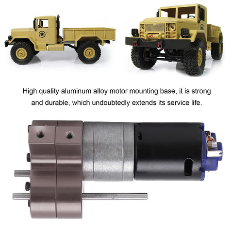 Beefy Metal Gearbox With 370 Motor For 1/16 Scale RC Military Truck shown with durable alloy gears and high torque transmission.