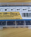 M8-1.25 Flange Bolt Kit 160-Piece With 8mm Bolts, shown in portable case with label and compartments