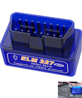 OBD2 Scanner With ELM327 V21 Bluetooth Diagnostic Tool for Android and iOS Universal Car Code Reader in blue housing