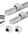 2 Pack 500mm SBR20 Linear Rail Kit With Four SBR20UU Bearing Blocks Locking Handle And M6 Screws For Smooth Precise Fully Supported CNC Motion Guide Rails, two rails and blocks