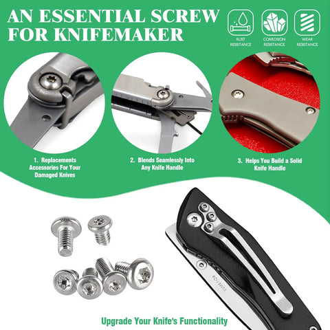 121 Piece 304 Stainless Steel Pocket Blade Knife Handle Screws Assortment Set Including M2 And M2.5 Machine Screws EDC Folding Hilt Fasteners Knifemakers Rivets For DIY Repair Torx Driver Included