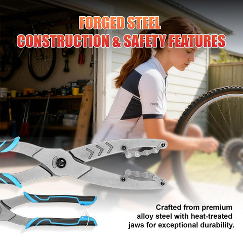 Universal Cassette Removal Tool For 7 To 12 Speed Bikes Chain Whip Alternative Forged Steel Pliers With Non Slip Handle Ergonomic One Hand Operation And Spring Loaded Safety