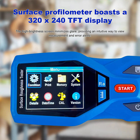 Portable Surface Roughness Tester and Profilometer with 0.001 µm Resolution showing TFT display and controls