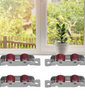 Double Wheel Window Pulley Kit With Screws For 14mm Slot Width Sliding Windows And Doors Heavy Duty Stainless Steel Rollers Set Of 4 in front of a window.
