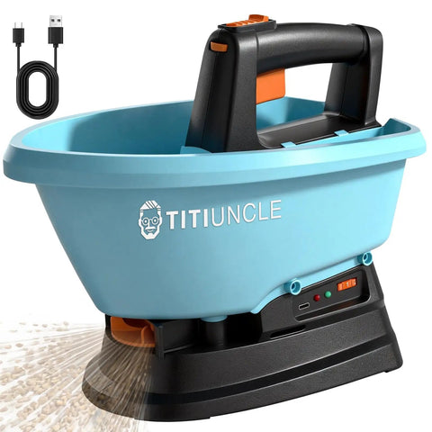 Handheld Electric Seed Spreader For Lawns Cordless 3L Capacity With 7.2V Battery 135 Degree Spread Angle 7 Settings visible