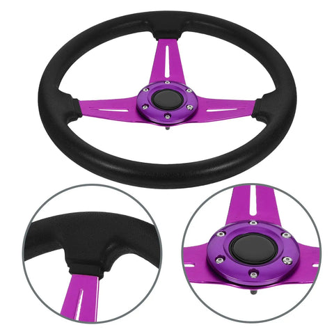 Detachable Racing Steering Wheel For Golf Cart ATV Kart Beach Buggy Purple Aluminum Alloy Quick DIY Install Multivehicle Compatibility Sports