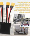 Dual Battery Connector For 20V-72V E-Bikes, Parallel Battery Module With XT60 Port, 30A switch balancer, various e-bike views