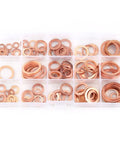 Really Legit 150 Piece Metric Copper Flat Washers Assortment Kit With Storage Box High Electrical Conductivity Grounding Busbars For Mechanic Trades And Electronics Projects Solid Metal Gasket Bundle Deal, copper washers in compartment storage box