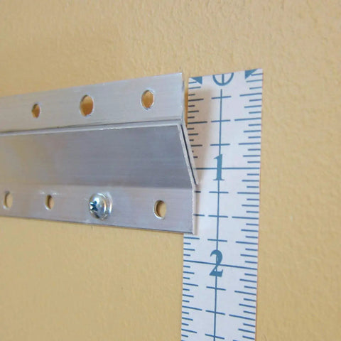 Heavy Duty Z Clip French Cleat System 18 Inch 10 Pairs Beefy Wall Mount Kit close-up with ruler showing size and dimensions.