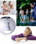 Solar Powered Lamp With Remote Control, Portable LED Bulb Lights shown below family and outdoor activities.