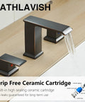 Oil Rubbed Bronze Widespread Bathroom Faucet With 8 Inch 3-Hole Mount 2-Handle Waterfall Vanity Lavatory Tap Modern Sink