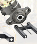 Universal Brake Booster Push Rod Adjustment Tool With Heavy Duty Magnetic Core and Quick Adjust Pins near master cylinder.