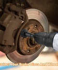 Garage Ready Brake Hub Cleaning And Resurfacing Kit with wire brush on lug stud and rotor