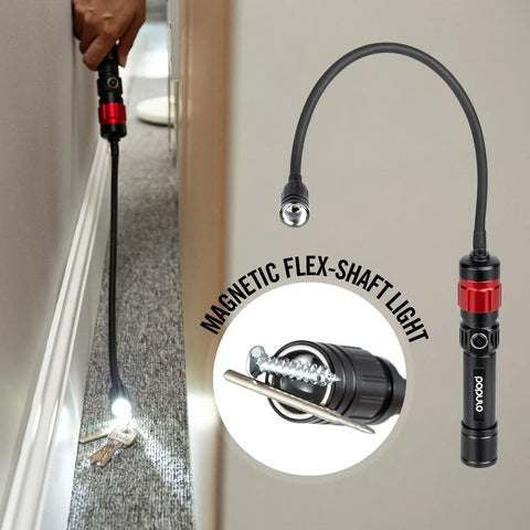 3-In-1 LED Work Light with Magnetic Base, Flexible Gooseneck, and Slim Bar Light used to retrieve keys under furniture