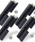 Four Pack Weld On Barrel Gate Hinges For Five Inch Gates Detachable Gate Doors 500 Pound Capacity Per Hinge With Bearing Ball Heavy Duty Steel Fence Trailer Ramp Gate Workshop Use, black steel 4-pack