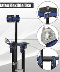 Height Adjustable Drywall Stilts You Can Rely On 24 to 40 Inch Aluminum Lifts details with close-up of straps and footplate.