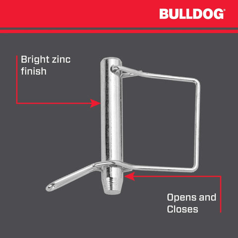 Trailer Jack Lynch Pin Kit 0.563 Inch Diameter Replacement Pin shown with bright zinc finish and open-close mechanism.