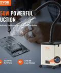 Solder Fume Extractor Pro Grade 150 Watt Power With 332 Cubic Meters Per Hour Airflow And Three Stage Filtration For Soldering