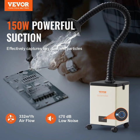 Solder Fume Extractor Pro Grade 150 Watt Power With 332 Cubic Meters Per Hour Airflow And Three Stage Filtration For Soldering