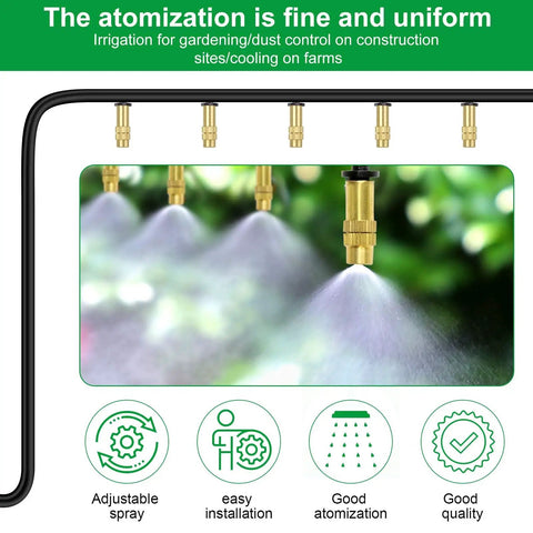 Adjustable Copper Atomizing Nozzle Sprayer For Drip Irrigation Thirty Pack One Quarter Inch Micro Sprinklers spraying mist