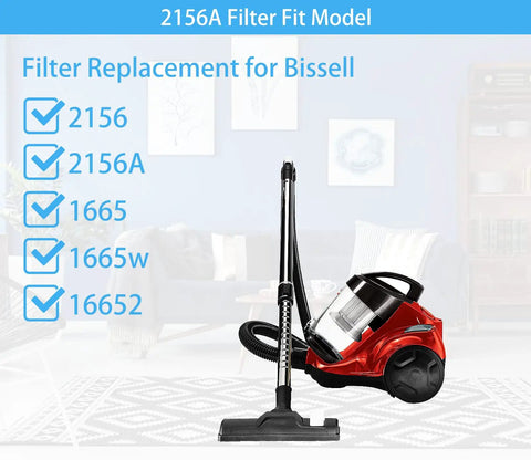 Two Pack Replacement Filter Fits BISSELL Zing Bagless Canister Vacuum Models 2156 2156A 2156E 1665 16652 1665W Part 1613056