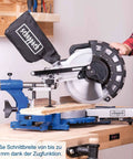 Heavy Duty Workhorse Circular Saw Featuring Knockout 2000 Watt Power Output And Slick Smooth Cutting Action For Toughest Job Site Rip And Crosscut Tasks on a workbench with wood.