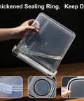 Hand holding clear Moisture Proof Dry Box 4 Pack For 1Kg Filament Spools With Reusable Silica Gel Desiccants, airtight seal shown
