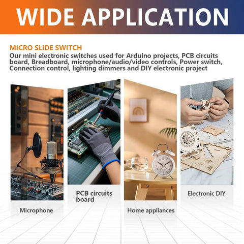 132 Piece Micro Slide Switch Kit Dope SPDT On Off 2 Position 3 Pin Tiny Toggle Switches for Electronics Projects wide application