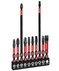 Sick 10 Pack S2 Steel Impact Driver Bit Set With 6 Inch Long Bits For Heavy Duty Drilling And Fastening Work, Comes In Handy Storage Tray With Phillips Torx Square And Hex Head Bits To Keep Your Garage Organized Today, with 10 bits and tray