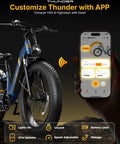 Electric Fat Tire Bike For Adults With 1800W Peak Motor and app shown on smartphone