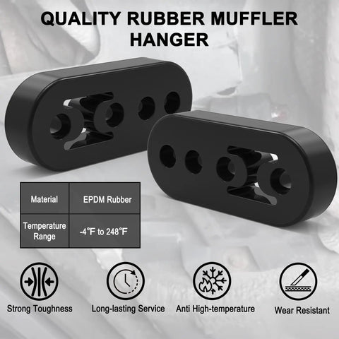 Heavy Duty Beefy Universal Rubber Exhaust Hanger 4 Hole Muffler Bracket for Cars Trucks SUVs Adjustable Insulator 2 Pack