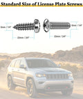 Hella Secure Stainless Steel License Plate Mounting Kit With One Quarter Inch By Three Quarter Inch Bolts Chrome Caps shown on standard screws