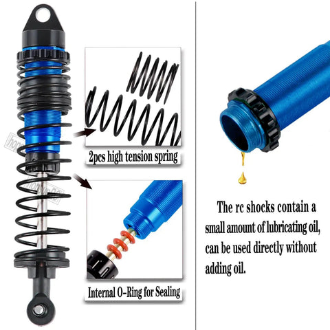 RC Upgrade Parts Kit For One Tenth Slash 2WD And Slash VXL 2WD Shocks with high tension spring, blue aluminum body, oil sealed