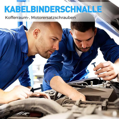 Two mechanics repairing a car engine using a Heavy Duty Universal Cable Tie Buckle With Self Locking Nylon Zip Ties Holder.