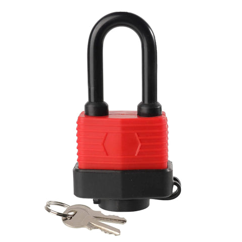 Beefy Heavy Duty Laminated Steel Padlocks Keyed Alike Waterproof Outdoor Locks One and Nine Sixteenths Inch Wide Body Long Shackle Pack