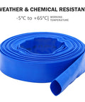 Beefy Heavy Duty 3 Inch By 100 Foot Pool Backwash Hose Lay Flat Blue PVC Water Discharge Tube Reinforced With Polyester