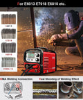Dual Voltage 110 Volt 220 Volt 145 Amp MIG TIG Stick Welder 3 In 1 Flux Core Gasless Welder with LCD Inverter shown in use