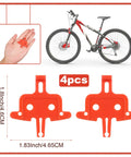 4 Pack Bicycle Disc Brake Spacers, lightweight plastic disc pad spacers for hydraulic disc brakes shown with mountain bike and dimensions