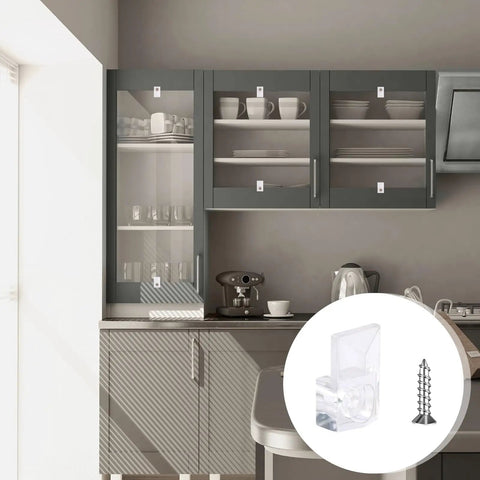 Twenty Pack Slick Mirror Clips For Wall Mounting Hardware Kit Featuring Clear Acrylic Frameless Glass Brackets And Heavy Duty Screws Ensure Straightforward Setup Without Any Fuss Or Complicated Tools Needed Today