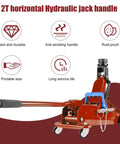 Horizontal Hydraulic Jack Handle For 2-Ton Floor Jacks Red Replacement Car Jack Pole Lever Heavy-Duty Metal Build 15 Inch Length