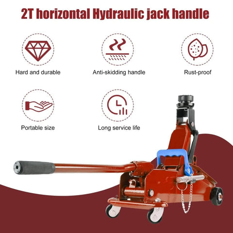 Horizontal Hydraulic Jack Handle For 2-Ton Floor Jacks Red Replacement Car Jack Pole Lever Heavy-Duty Metal Build 15 Inch Length