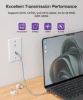 High Speed 10Gbps Cat6 Keystone Jack Insert 25 Pack For Patch Panels And Wall Plates connected to laptop